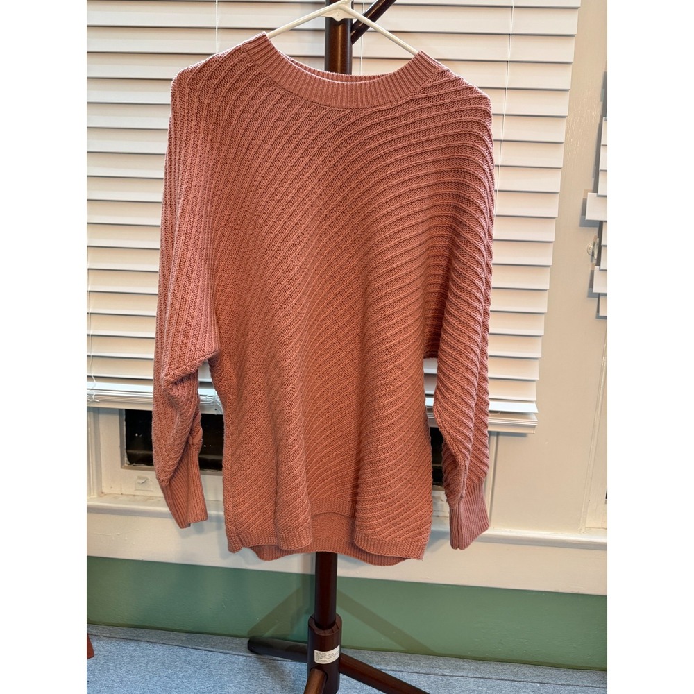Simply Vera Vera Wang Cotton Blend Knit Neck Pink Sweater Women's Large